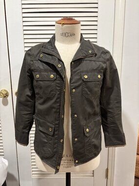 J.Crew Women's Waxed Cotton Field Jacket Dark Olive